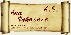 Ana Vukoičić vizit kartica